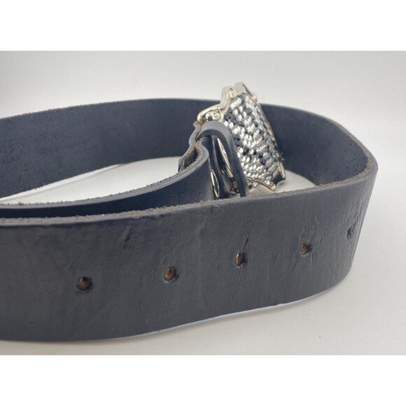 Vtg LEATHEROCK Western Belt Sz 30 Rhinestone Buckle Spain Cowgirl Leather USA